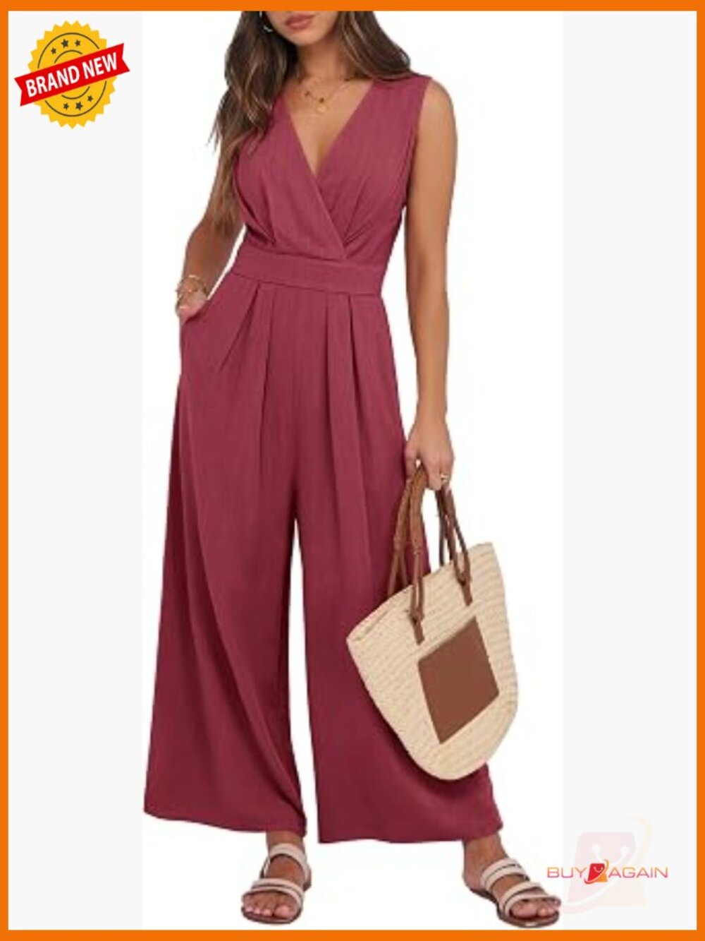 Sleeveless V-Neck Backless Jumpsuit Romper Casual Dressy One Piece Pants